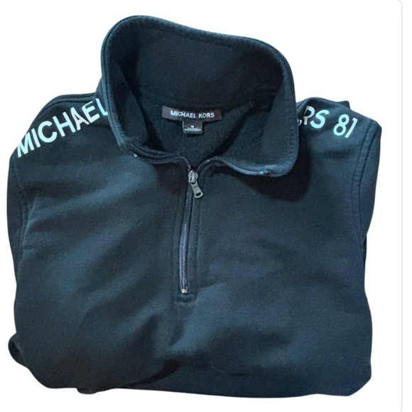 Michael Kors 81 Black Cotton Half Zip Mock Neck Sweater Men’s Size Medium - Picture 3 of 6